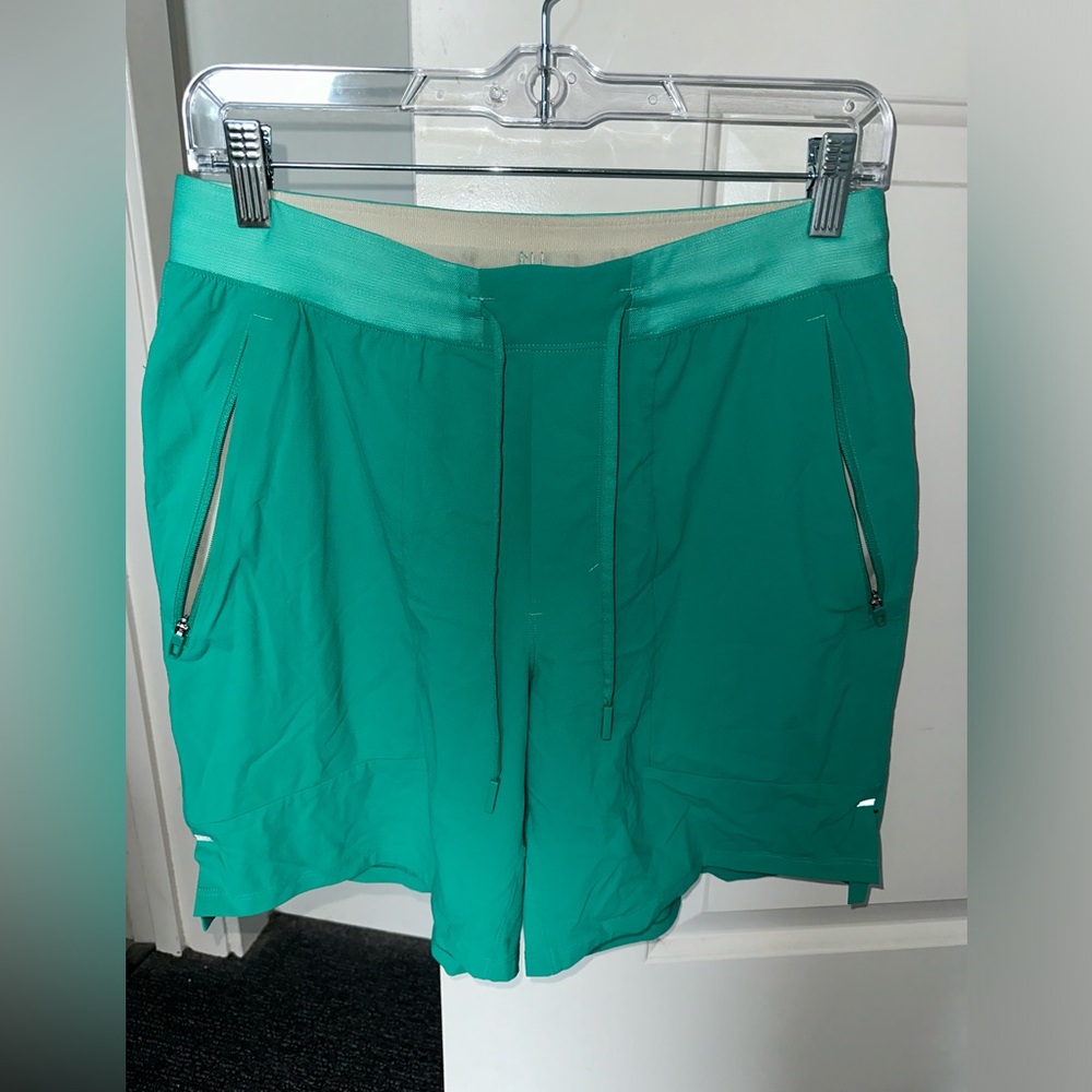 blue/green Lululemon License to Train shorts - retired color/style!